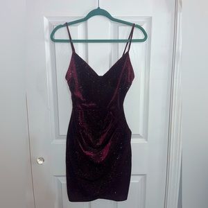 Burgundy glitter dress